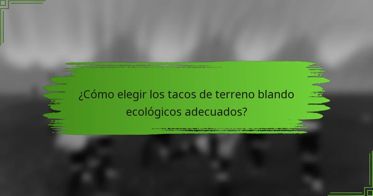 ¿Cómo elegir los tacos de terreno blando ecológicos adecuados?