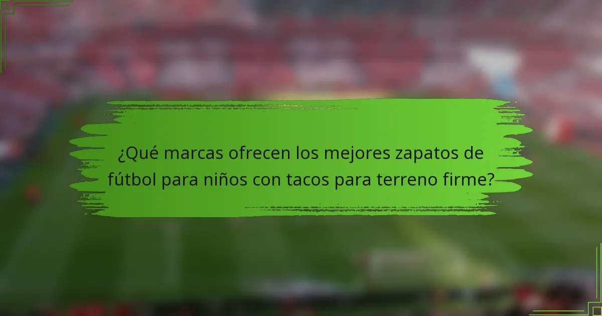 ¿Qué marcas ofrecen los mejores zapatos de fútbol para niños con tacos para terreno firme?